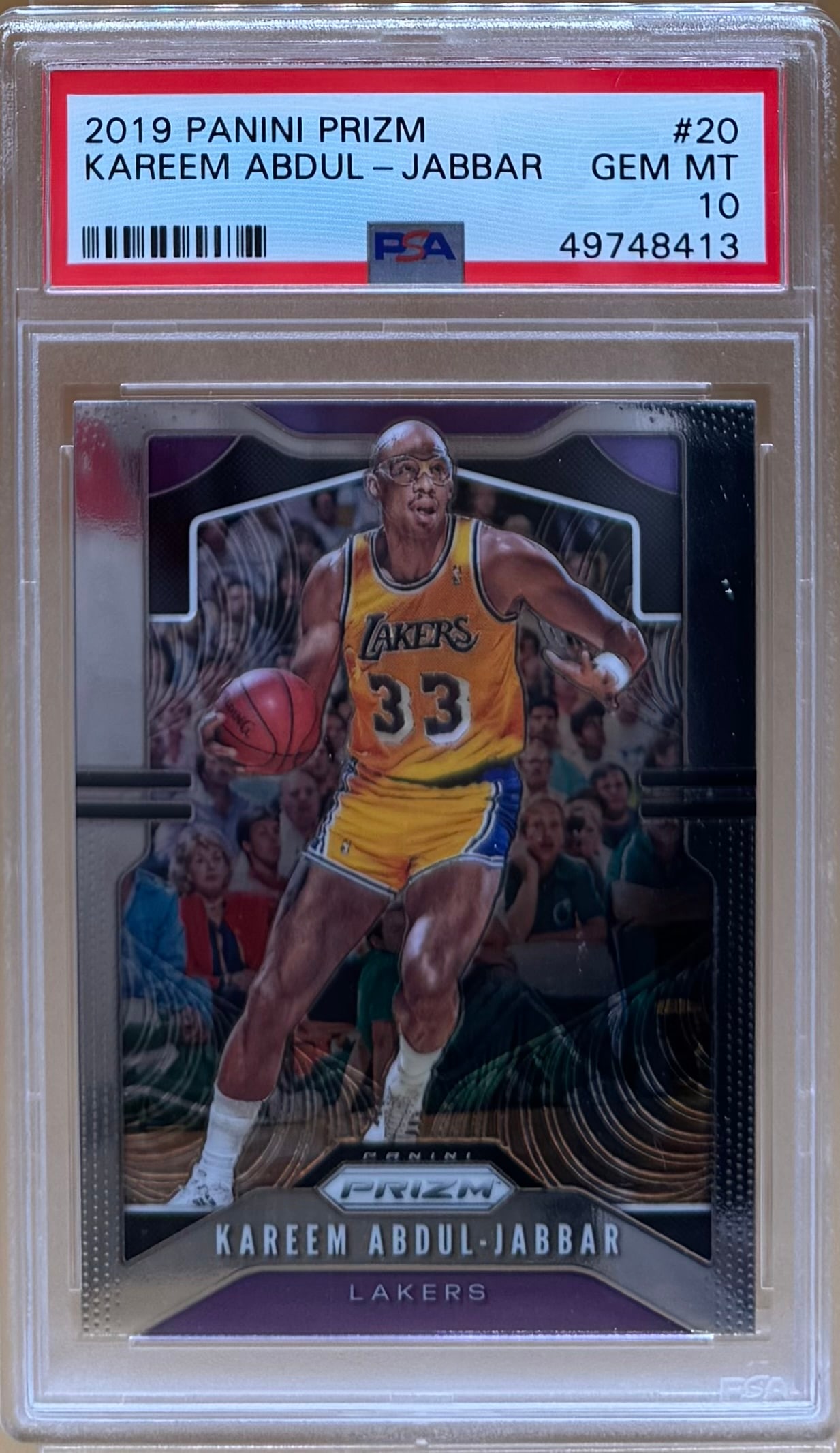 Kareem Abdul Jabbar Prizm Card: 2019 Kareem Abdul Jabbar Prizm Card PSA Mint 10