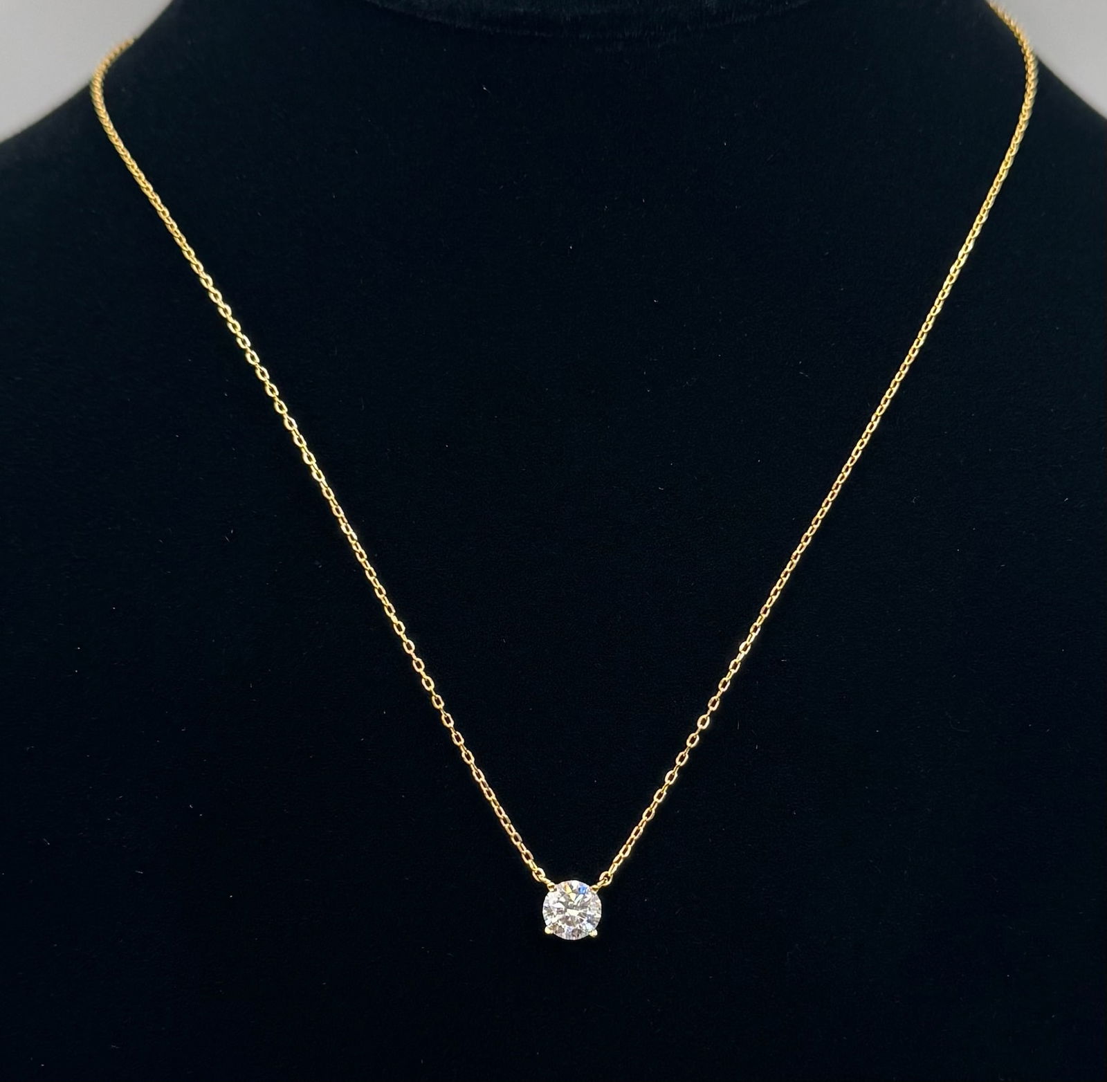 VVS Moissanite Necklace: Moissanite in Sterling with Yellow Gold Overlay, 2 Carats Moissanite VVS1 with Certificate Of Authenticity