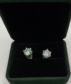 Pair Of 4 Carats Earrings Moissanite With Certificate Of Authenticity