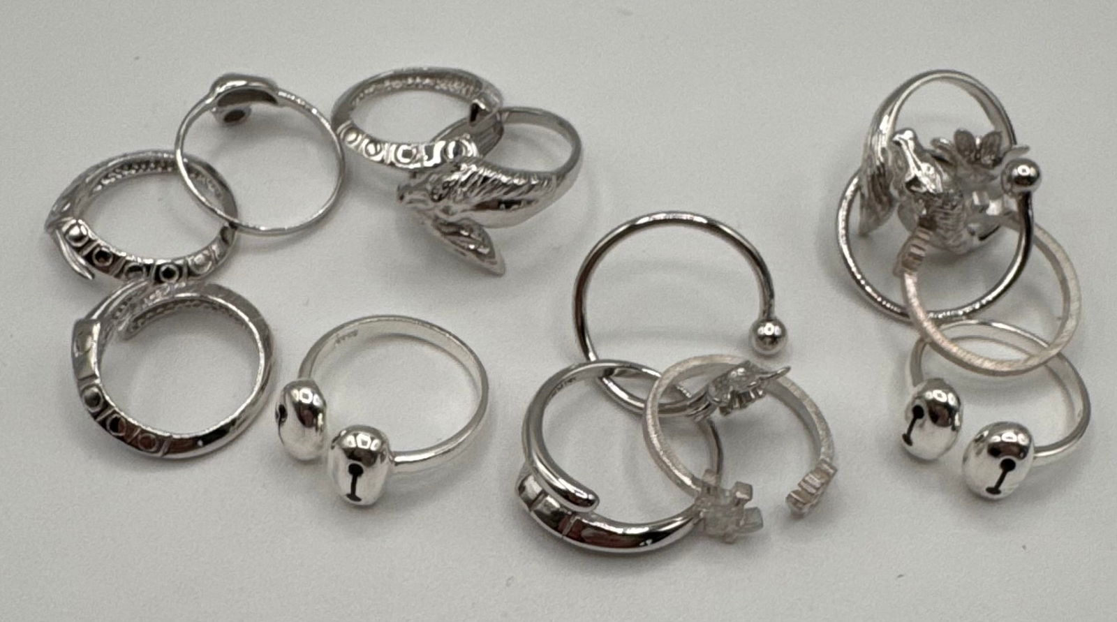 Estate Collection of 10+ Silver Rings Animals, Totems, & Modernist Designs (1 of 2)