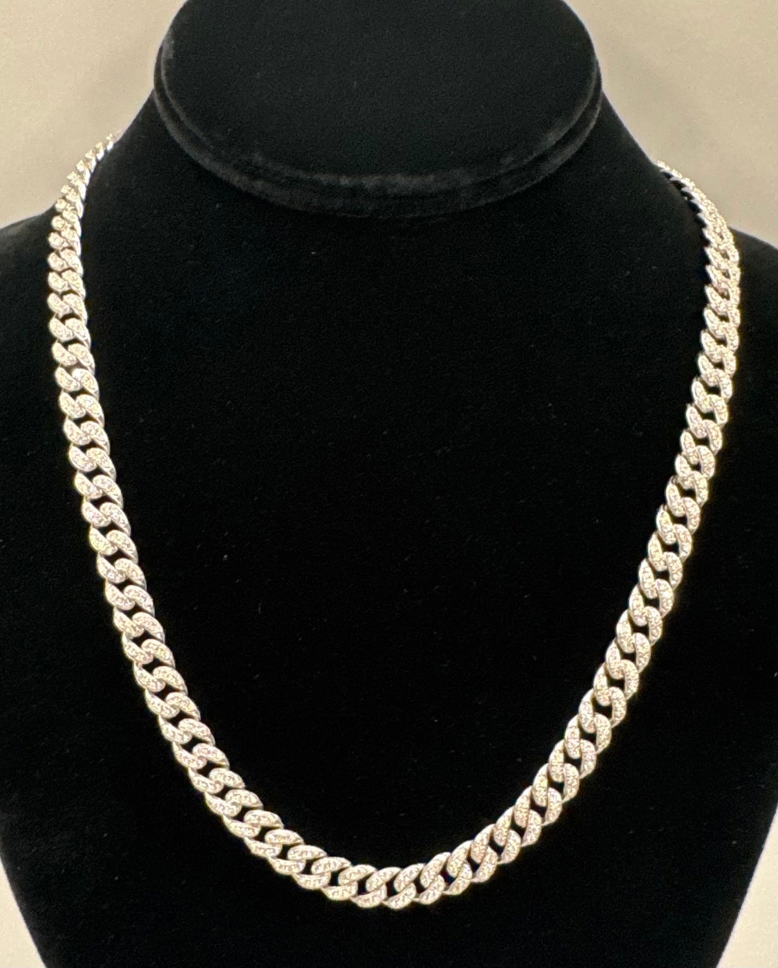Moissanite 8mm Cuban Link Necklace - 20" - 14K Gold Plated Sterling Silver: Elevate your collection with this stunning 8mm Cuban Link Necklace, designed for maximum brilliance and timeless style. Each link is meticulously pavé-set with high-quality Moissanite stones, offerin