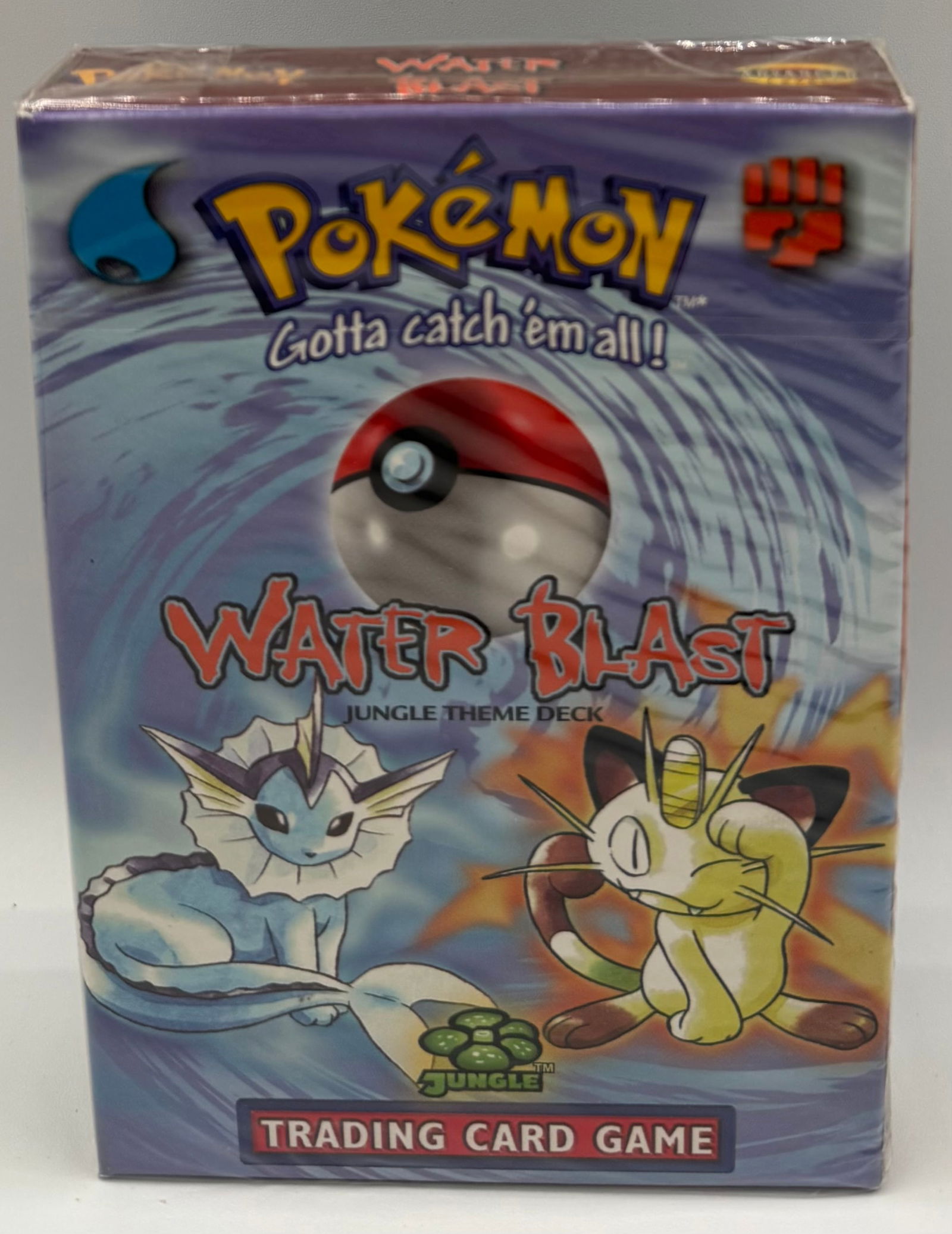 Sealed Pokemon TCG Water Blast Theme Deck - Jungle Set - WOTC 1999: Description: * Set: Jungle• Featured Pokemon: Vaporeon & Meowth• Condition: Factory Sealed. Original cellophane intact.• Details: The first expansion set ever released for the TCG.