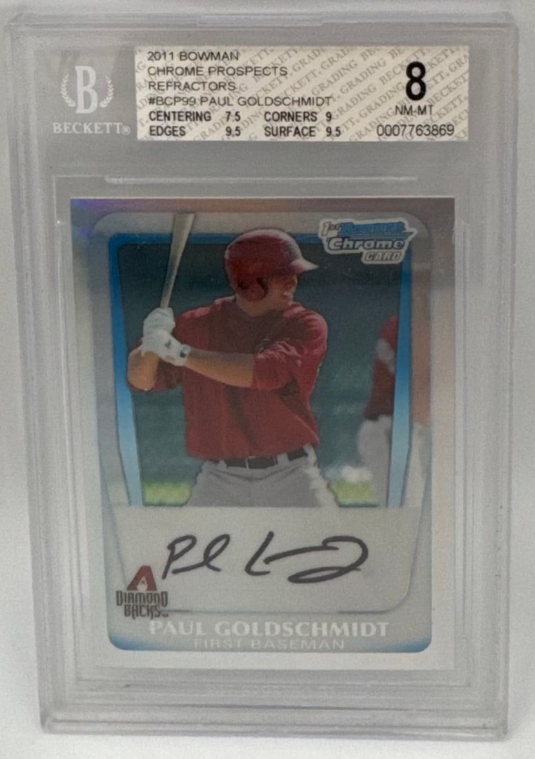 2011 Bowman Chrome Prospects Paul Goldschmidt Refractor Auto #BCP99 - BGS 8 / 10 Auto (1 of 2)