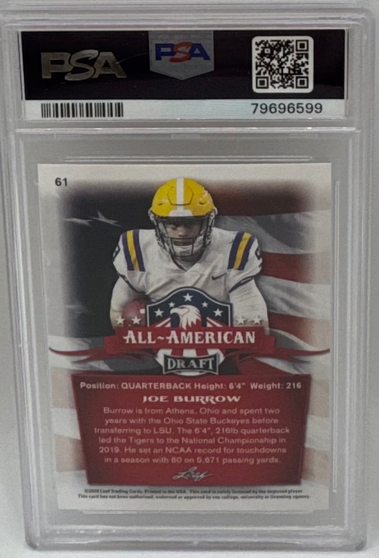 2020 Leaf Draft Joe Burrow Gold Parallel - 2