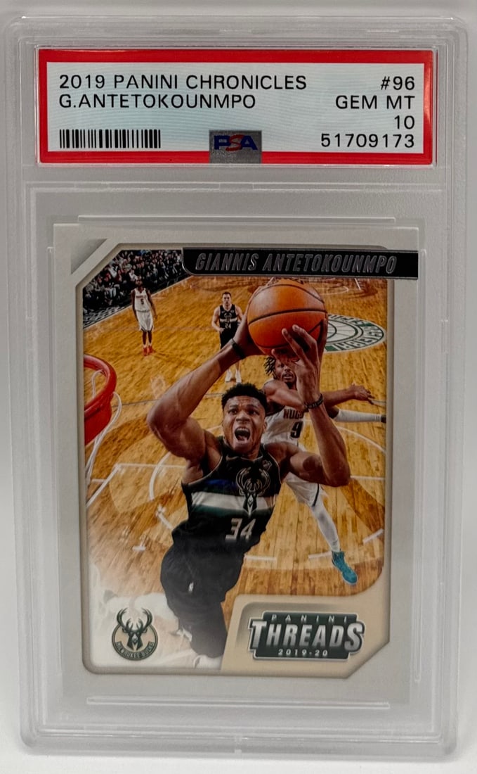 Giannis Antetokounmpo 2019 Panini Chronicles Threads – PSA 10 (1 of 2)