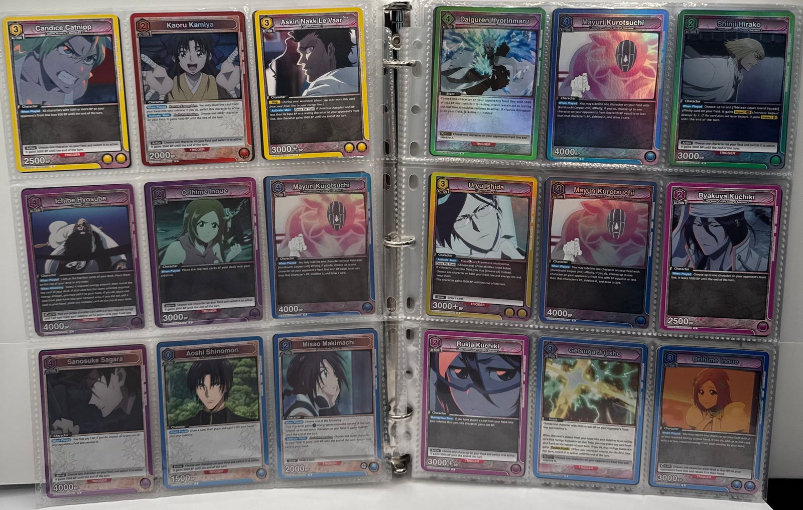 Union Arena TCG Binder Collection - 200+ Cards - Bleach TYBW & Rurouni Kenshin - Rare Foils & SRs: Up for auction is a substantial collection of over 200 Union Arena TCG cards housed in a multi-page collector's binder. This collection spans multiple expansion sets, with a heavy focus on the