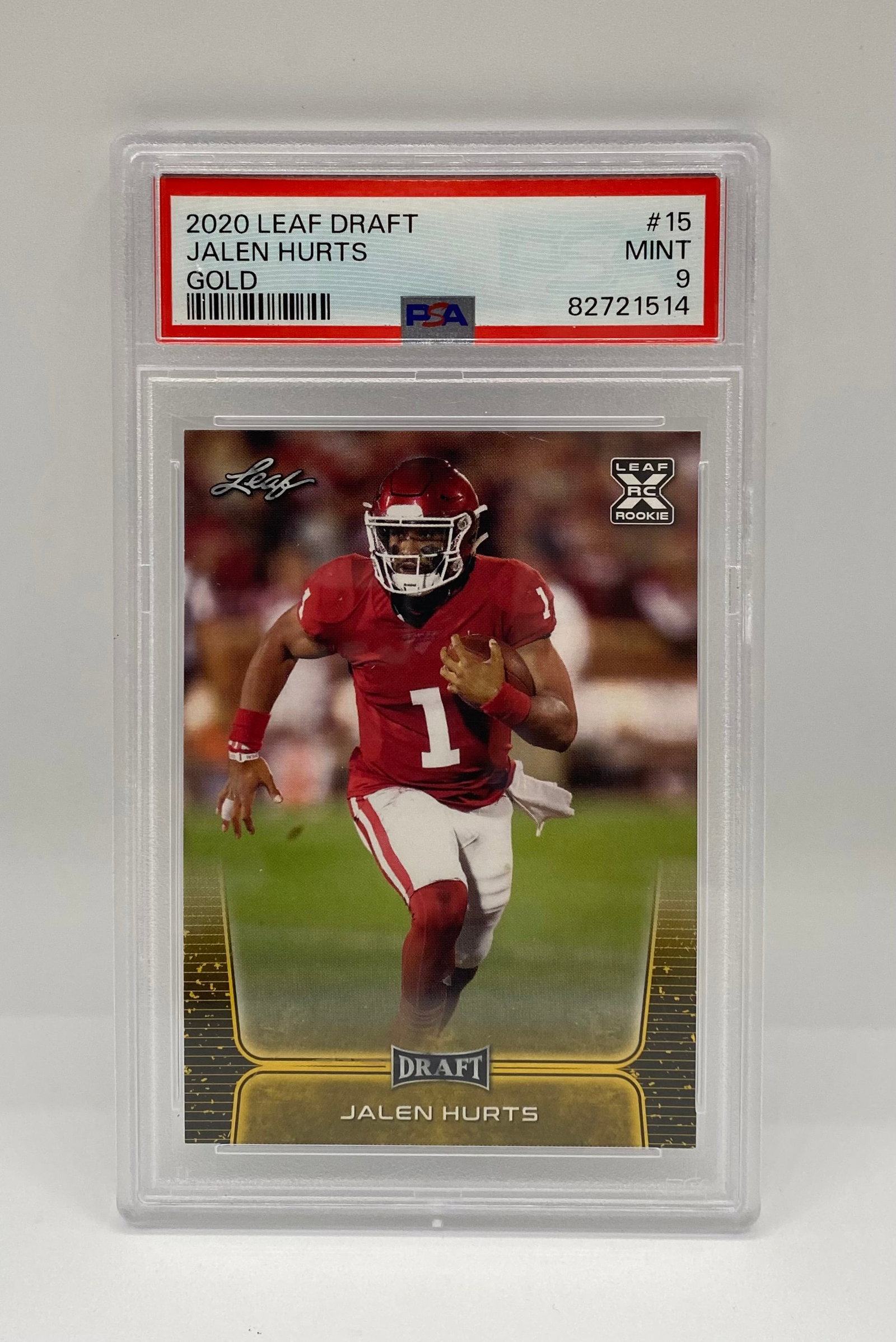 2020 Leaf Draft Jalen Hurts Gold Rookie Parallel (1 of 2)