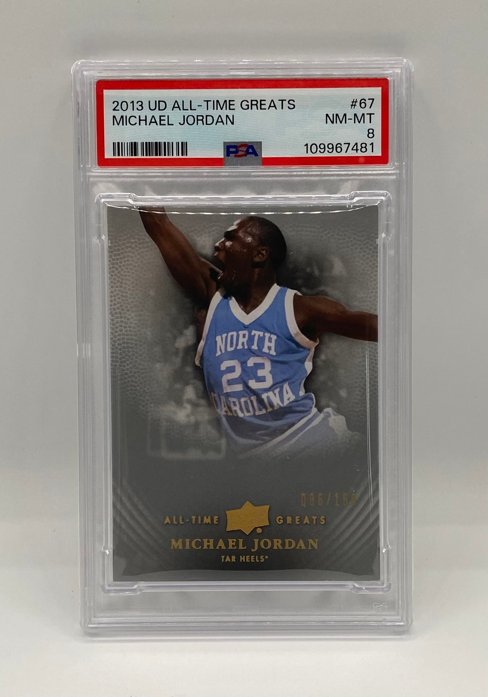 2013 UD All-Time Greats Michael Jordan #67 PSA 8 NM-MT Serial /150 (1 of 2)