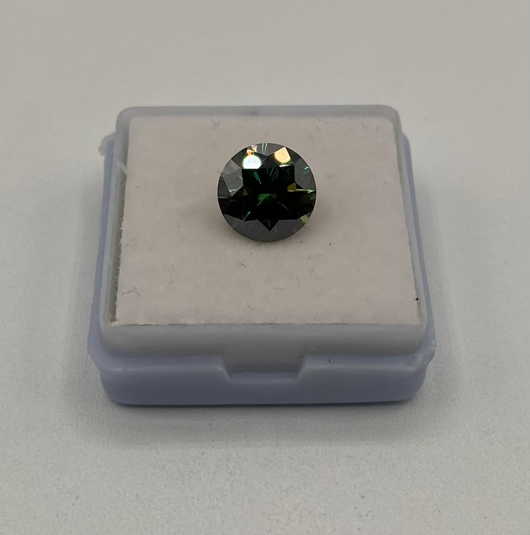 3.00 Carat Brilliant Round Cut Deep Green Moissanite – GRA Certified (1 of 1)