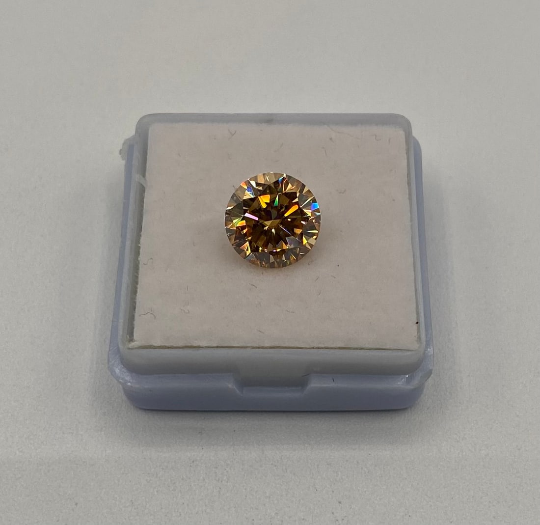 3.00 Carat Brilliant Round Cut Champagne Moissanite – GRA Certified (1 of 1)