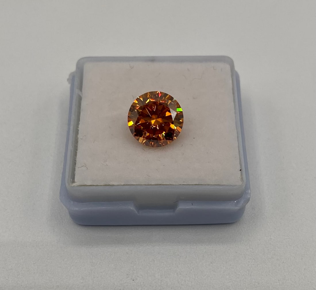 3.00 Carat Brilliant Round Cut Orange Moissanite – GRA Certified (1 of 1)