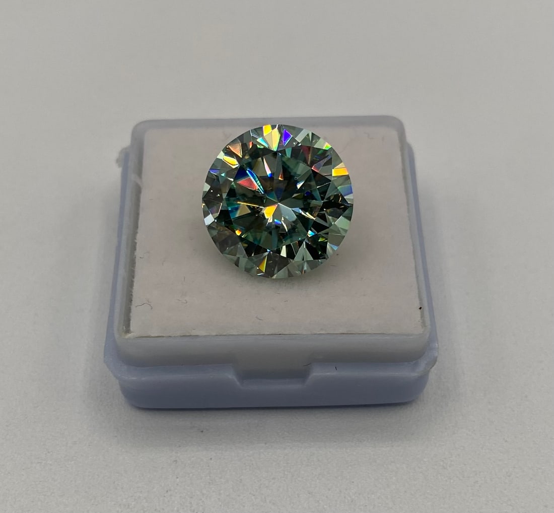 10.00 Carat Vivid Blue Round Brilliant Cut Moissanite - GRA Certified - Diamond Tester (1 of 1)
