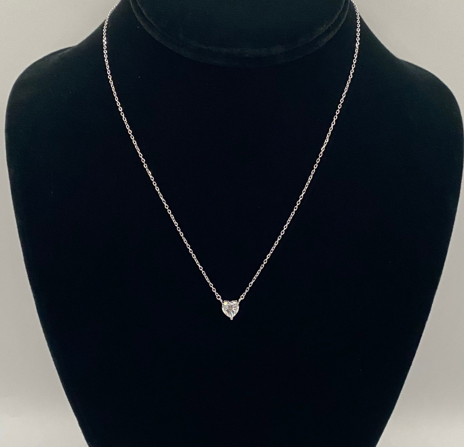 Heart Cut Moissanite Solitaire Necklace – Platinum Finish over Silver – GRA Certified (1 of 1)