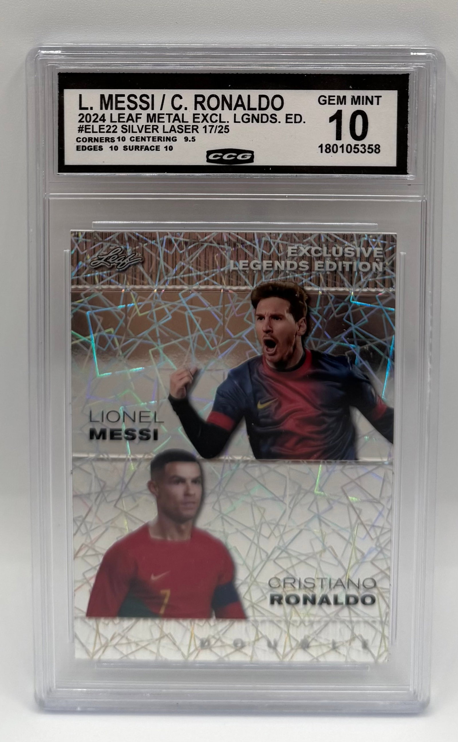 2024 Leaf Lionel Messi & Cristiano Ronaldo Silver Laser 17/25 (1 of 2)