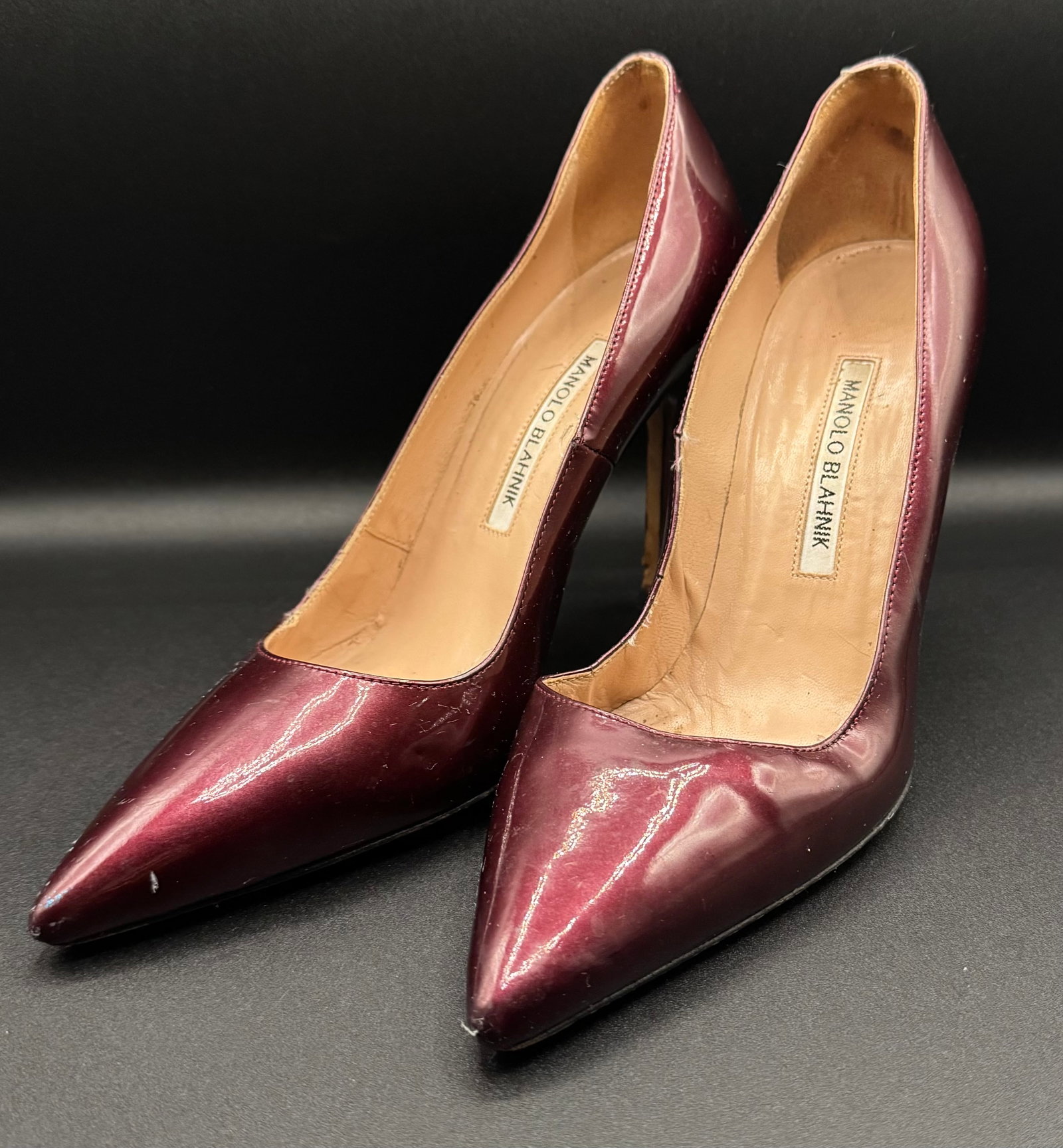 Manolo Blahnik BB Pumps - Burgundy Patent Leather (1 of 3)