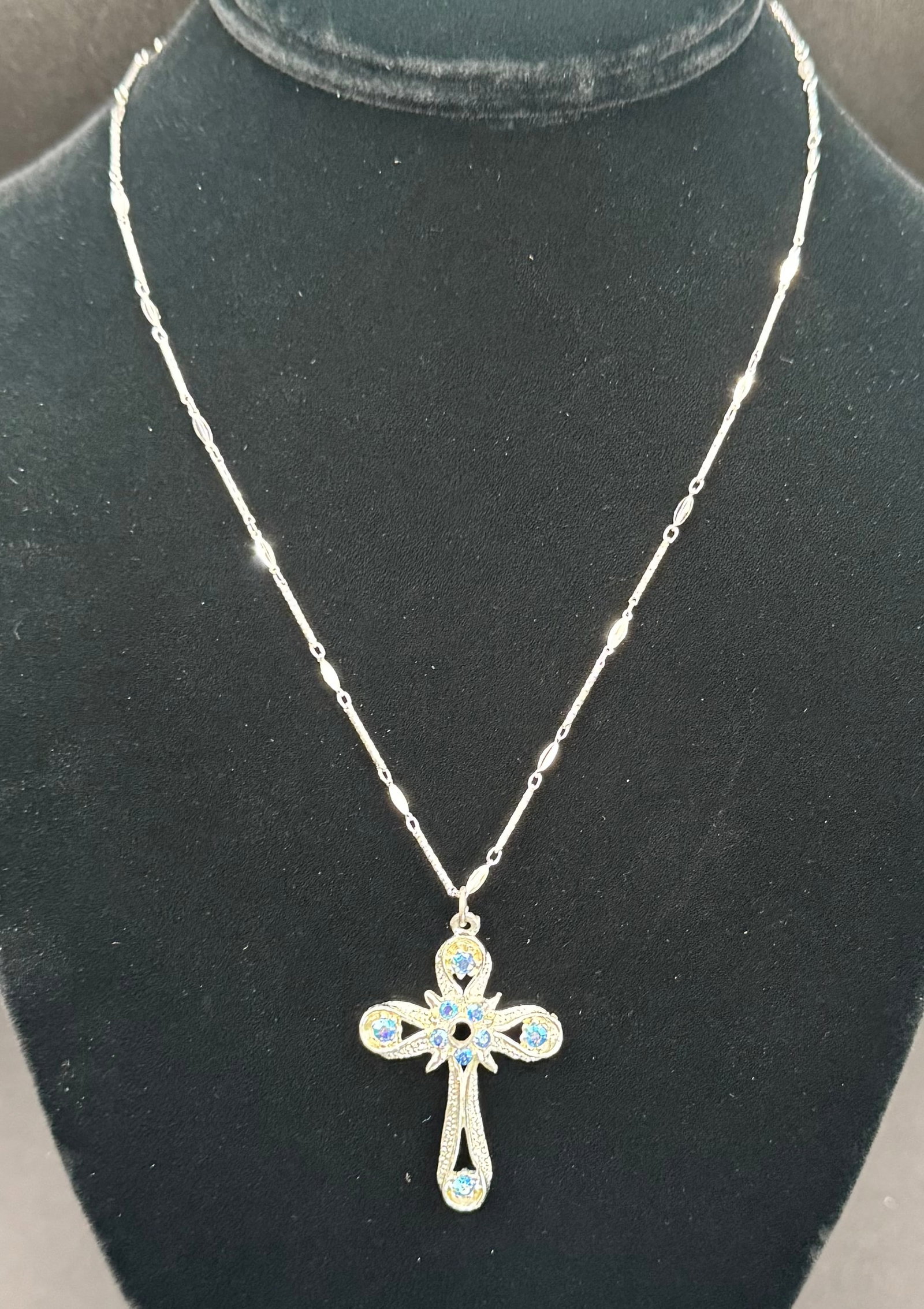 Filigree Cross Pendant on .925 Sterling Silver Chain (1 of 2)