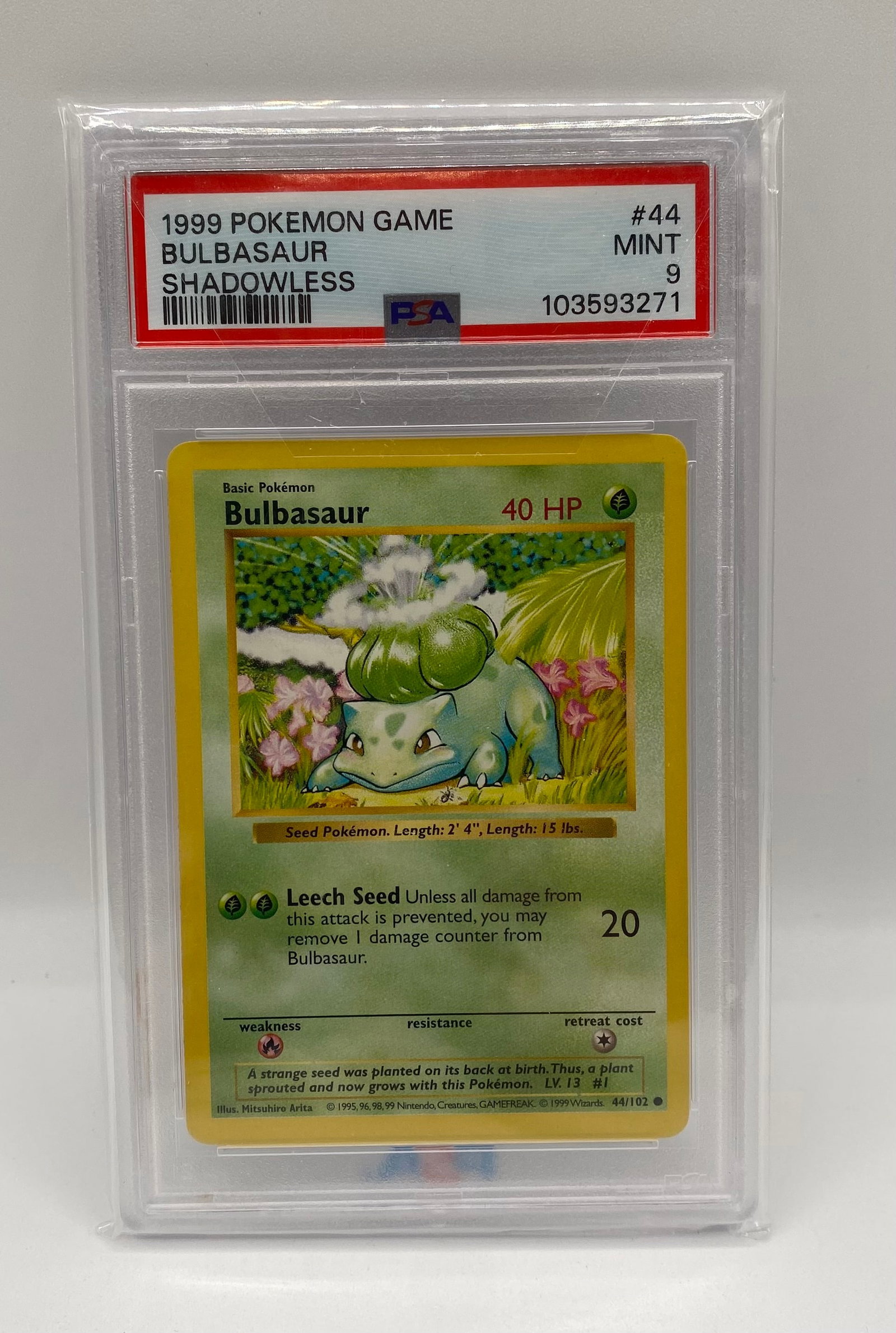 1999 Pokemon Shadowless Bulbasaur Card (1 of 2)
