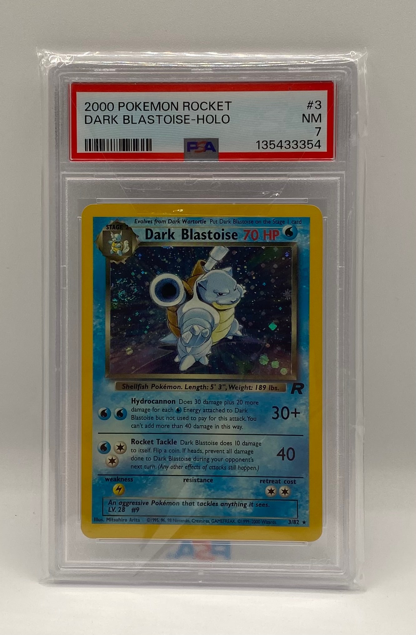 2000 Pokemon Dark Blastoise Holo: 2000 Pokemon Team Rocket Dark Blastoise-Holo #3 PSA 7