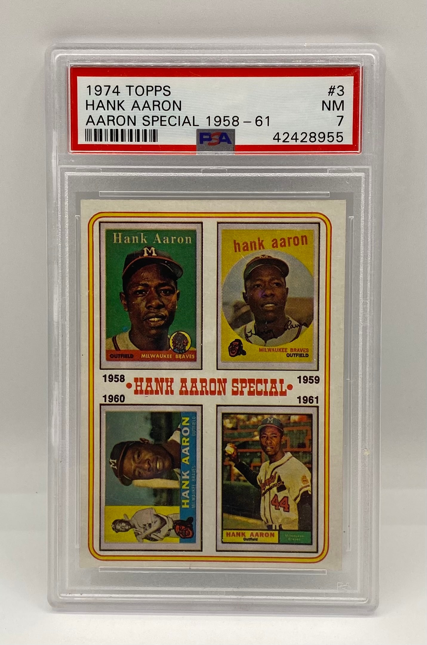 Box Of Pokemon Cards , Packs And Pokemon Boxes: 1974 Topps Hank Aaron Special #3 – PSA 7 NM