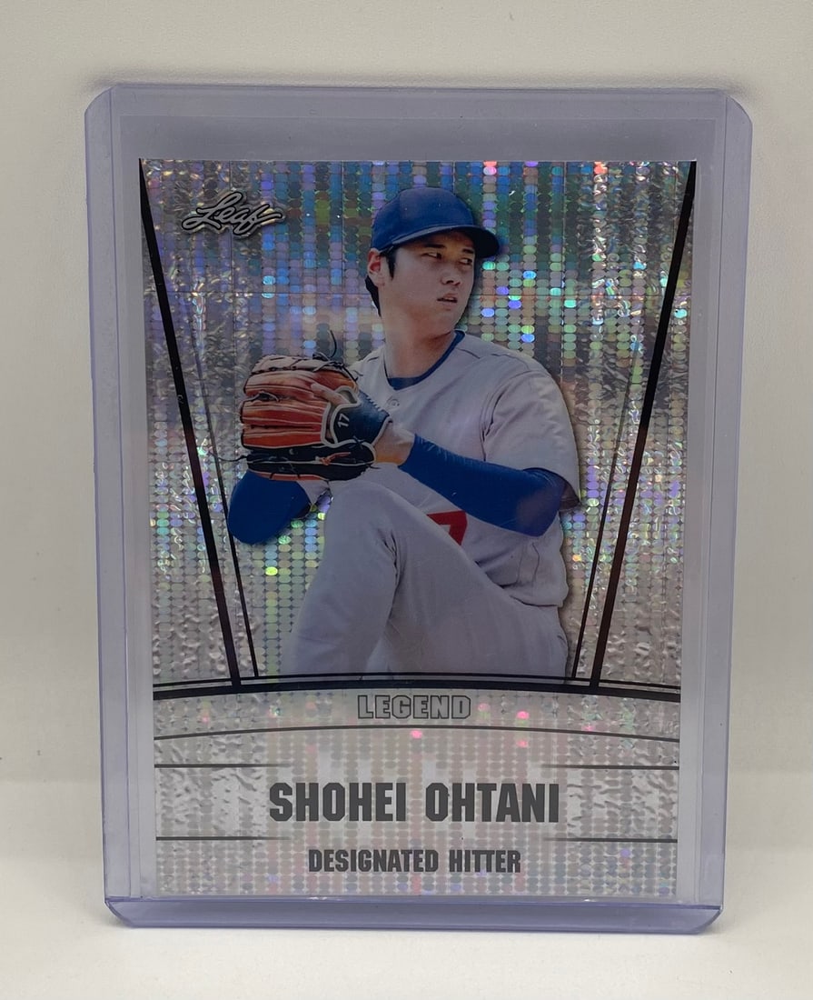 Shohei Ohtani Silver Cracked Ice Refractor /25: 2023 Leaf Legend Shohei Ohtani "Designated Hitter" Silver Cracked Ice Refractor numbered /25