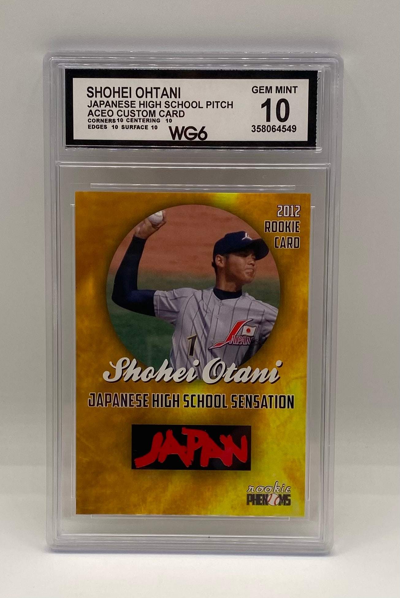 Shohei Ohtani 2012 High School Pitch Card: Shohei Ohtani 2012 Hanamaki Higashi Custom High School Pitch Card WG6 Gem Mint 10