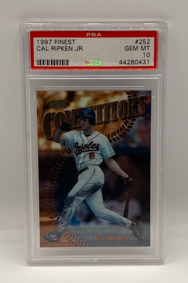 1997 Topps Finest Cal Ripken Jr Card PSA 10: 1997 Topps Finest #252 Cal Ripken Jr. "Competitors" Card - PSA 10 Gem Mint