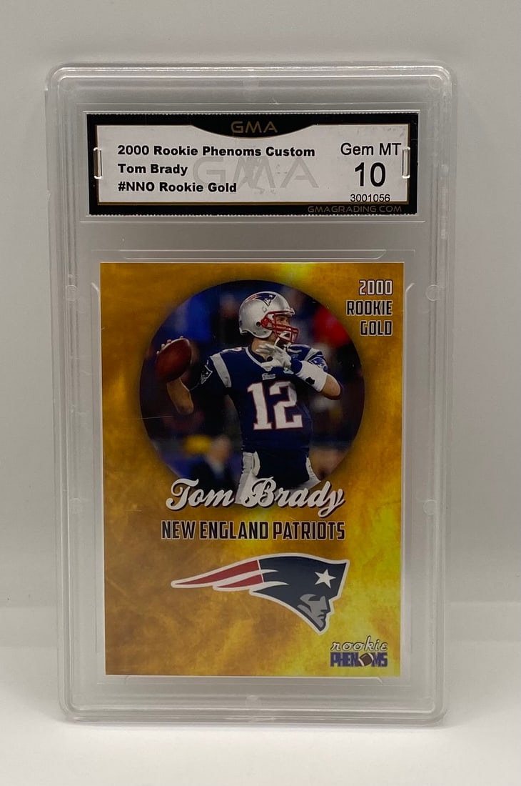 2000 Rookie Phenoms Aceo Tom Brady Rookie Gold Card: 2000 Rookie Phenoms Custom Tom Brady #NNO Rookie Gold Football Card GMA 10 Gem-MT