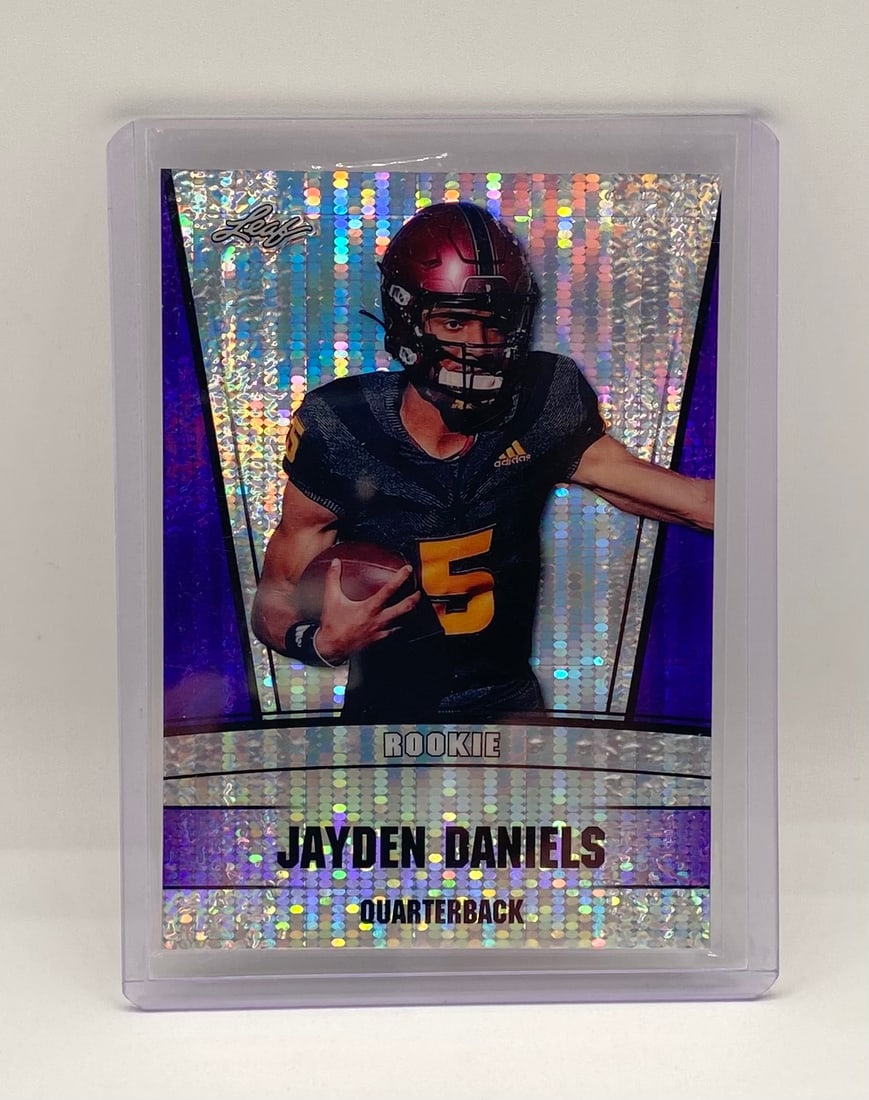 Jayden Daniels Rookie Purple Silver Cracked Ice Parallel Card /15 (1 of 2)