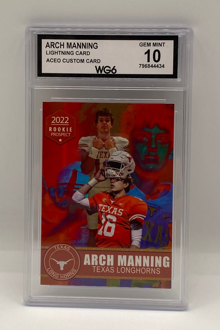 Arch Manning ACEO Card: 2022 Arch Manning Lightning Card ACEO Custom Card WG6 Gem Mint 10