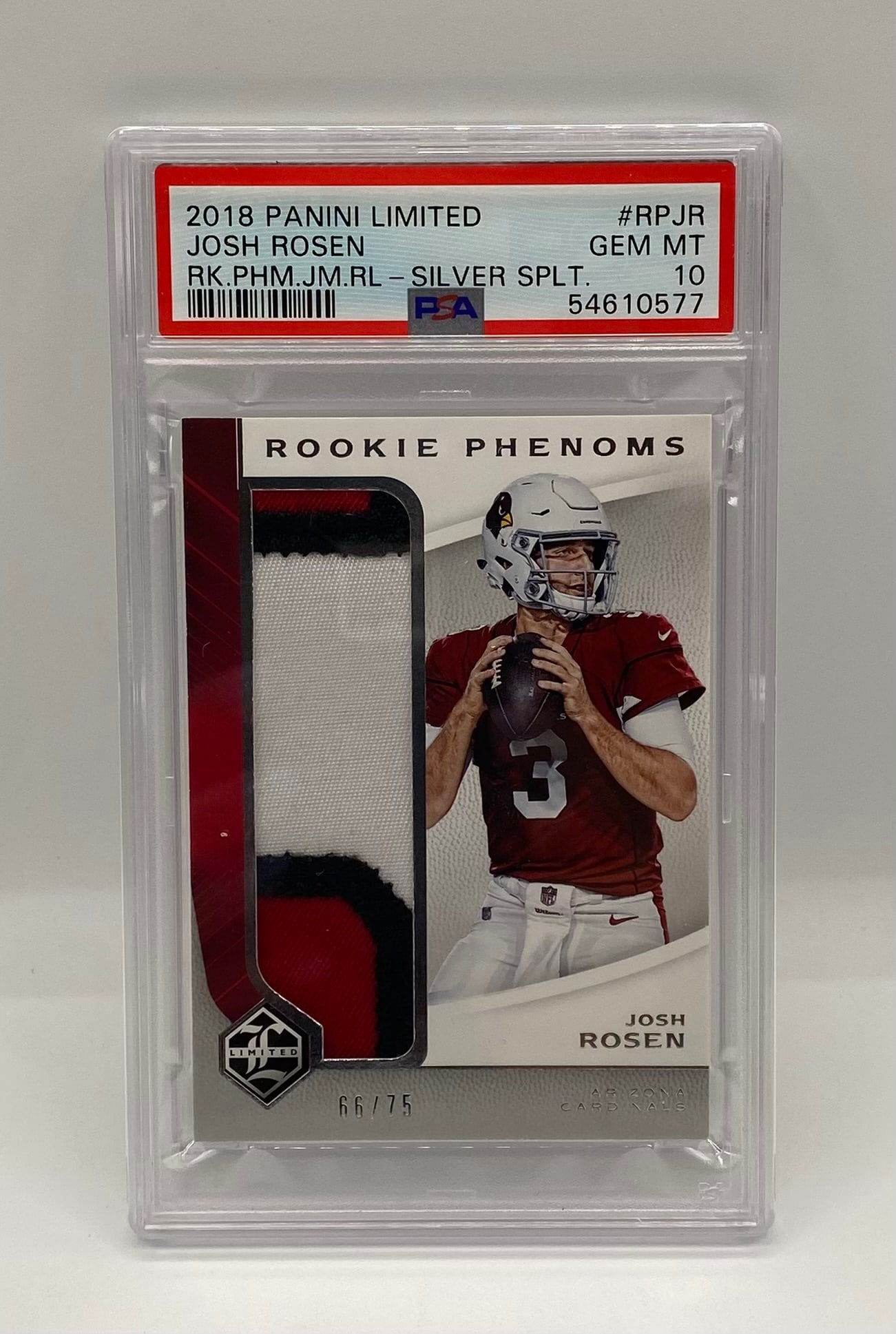 2018 Panini Limited Josh Rosen Rookie Patch Silver Split /75 PSA 10 (1 of 2)