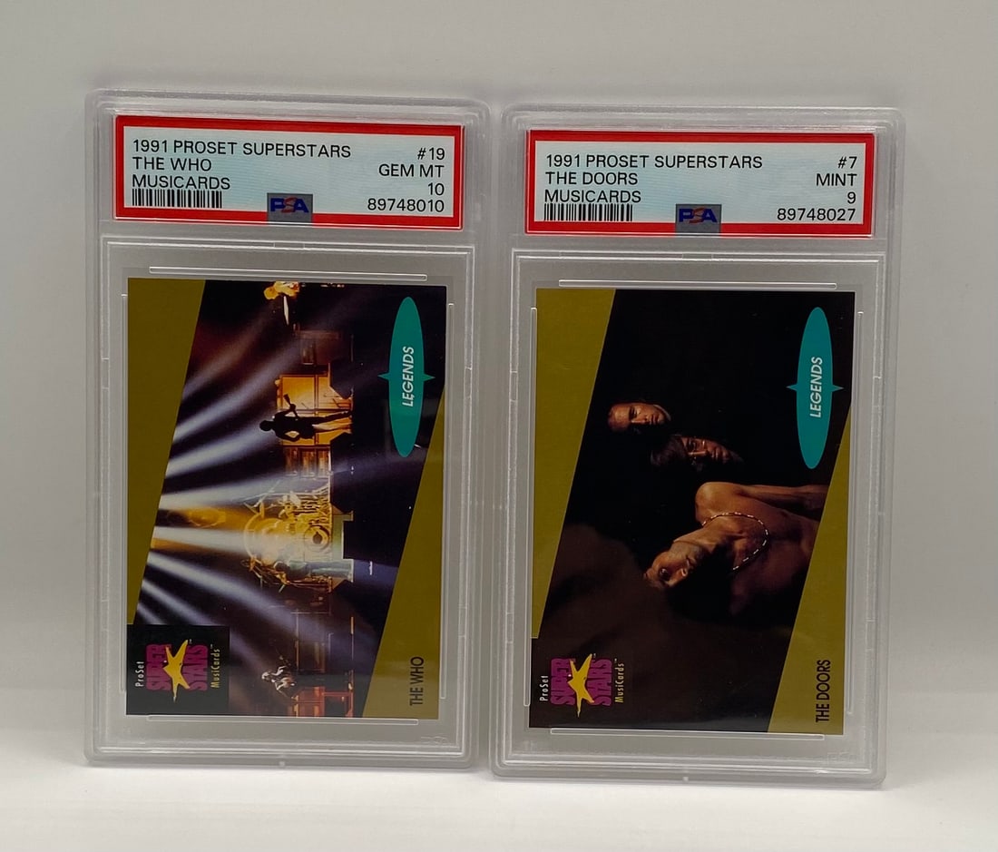 (2) 1991 ProSet Superstars Musicards Classic Rock Lot: The Who & The Doors PSA Cards (1 of 2)