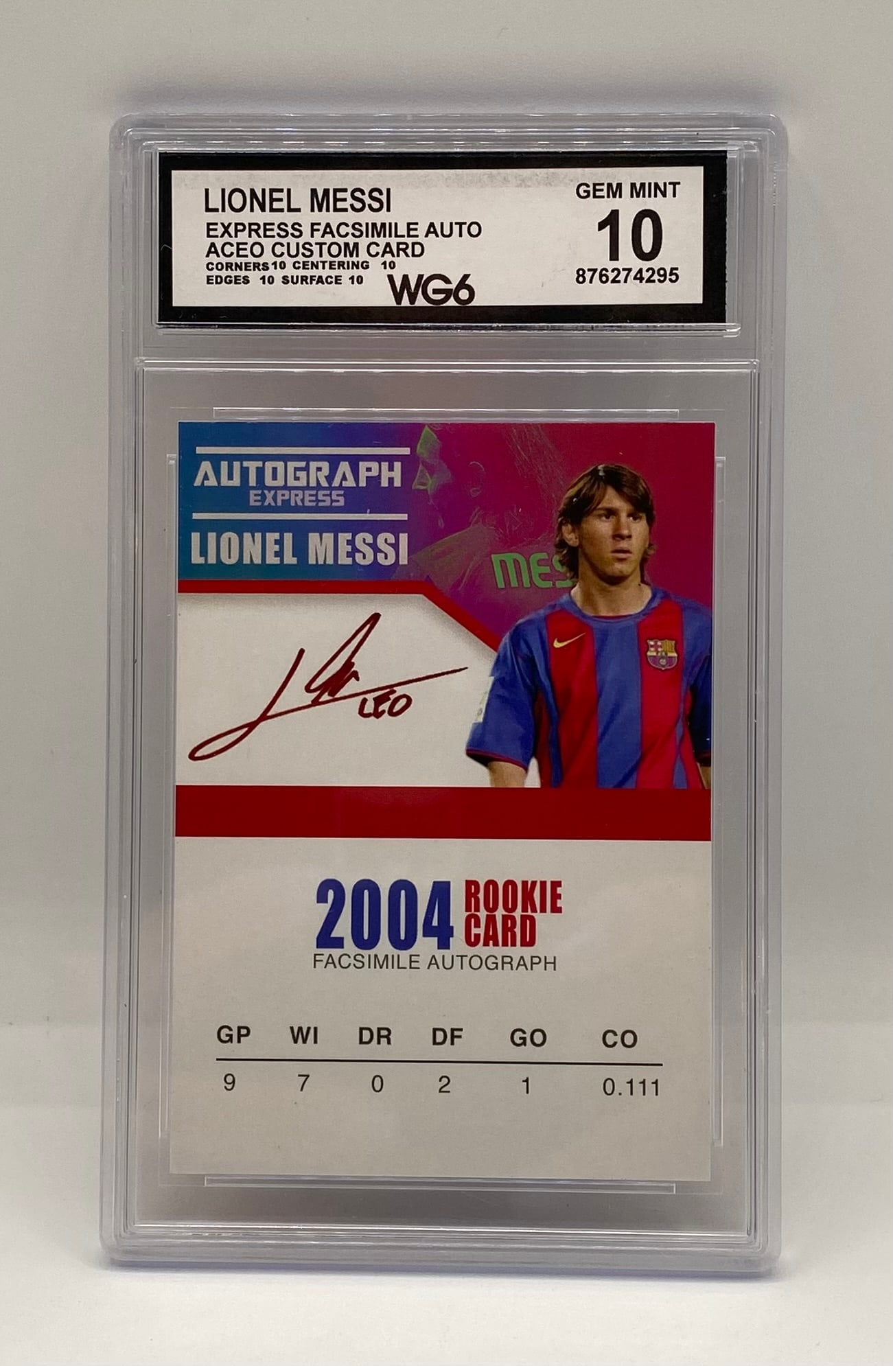 2004 Lionel Messi Rookie Era ACEO Card WG6 10 Gem Mint (1 of 2)