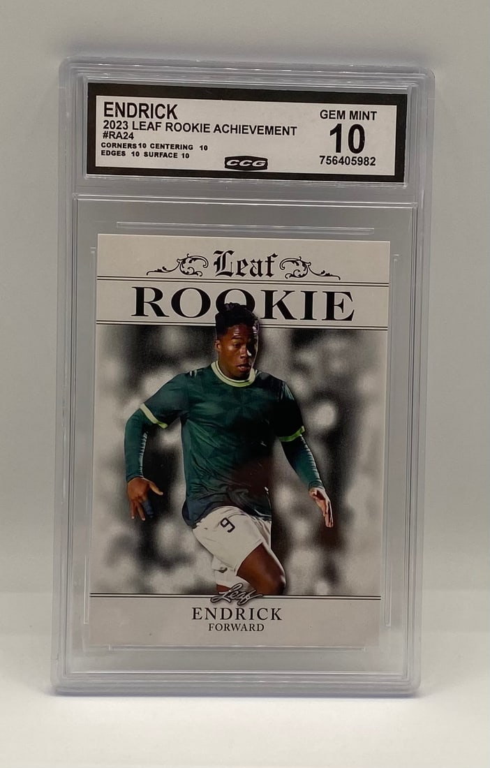 Endrick Rookie Card: 2023 Leaf Rookie Achievement Endrick Rookie Card #RA24 – CCG Gem Mint 10
