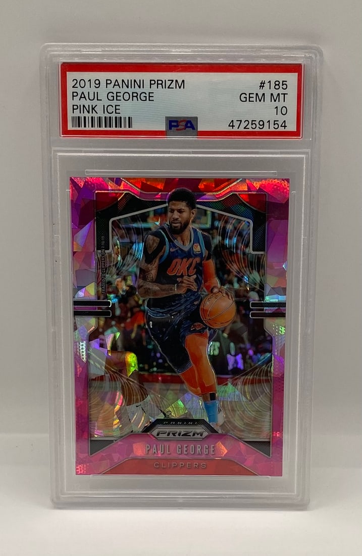 Paul George Pink Ice 10: 2019 Panini Prizm Paul George Pink Ice #185 - PSA GEM MT 10