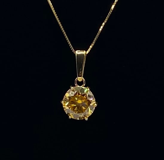 10.00 CT Fancy Canary Yellow Moissanite Solitaire Necklace 18K Gold Plated (1 of 2)