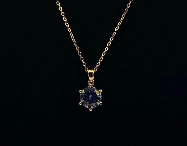 4.00 CT Fancy Rainbow Purple Moissanite Solitaire Necklace 18K Gold Plated (1 of 2)
