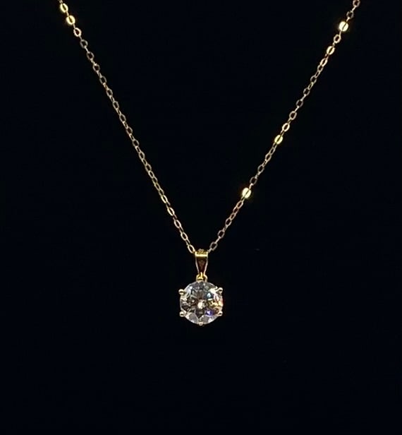 2 CTW Round Brilliant Moissanite Pendant Necklace 18K Yellow Gold Plated (1 of 2)