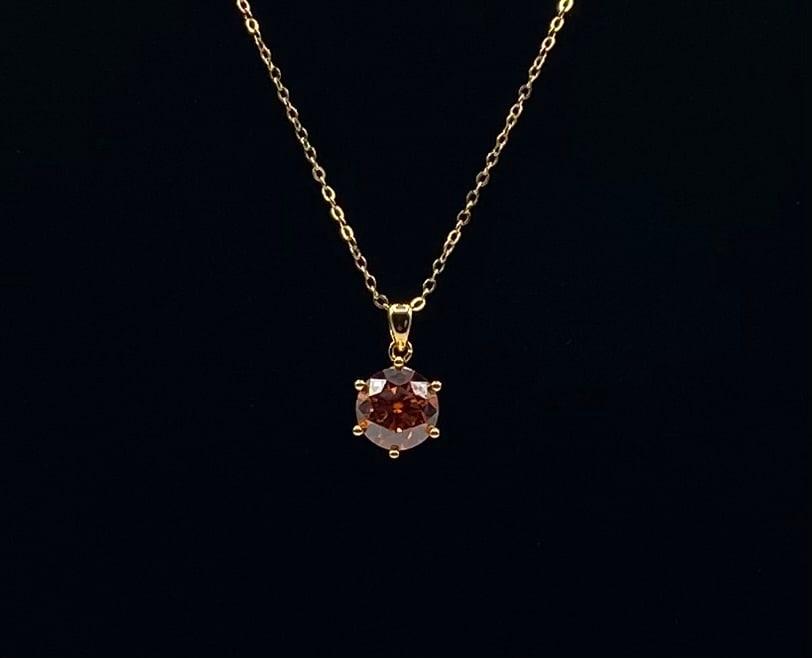 4.00 CT Red Round Brilliant Moissanite Pendant Necklace 18K Yellow Gold Plated (1 of 2)