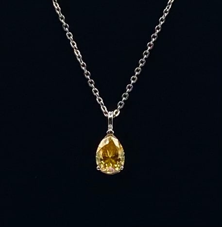 2.00 CT Fancy Canary Yellow Pear-Cut Moissanite Pendant Necklace (1 of 2)