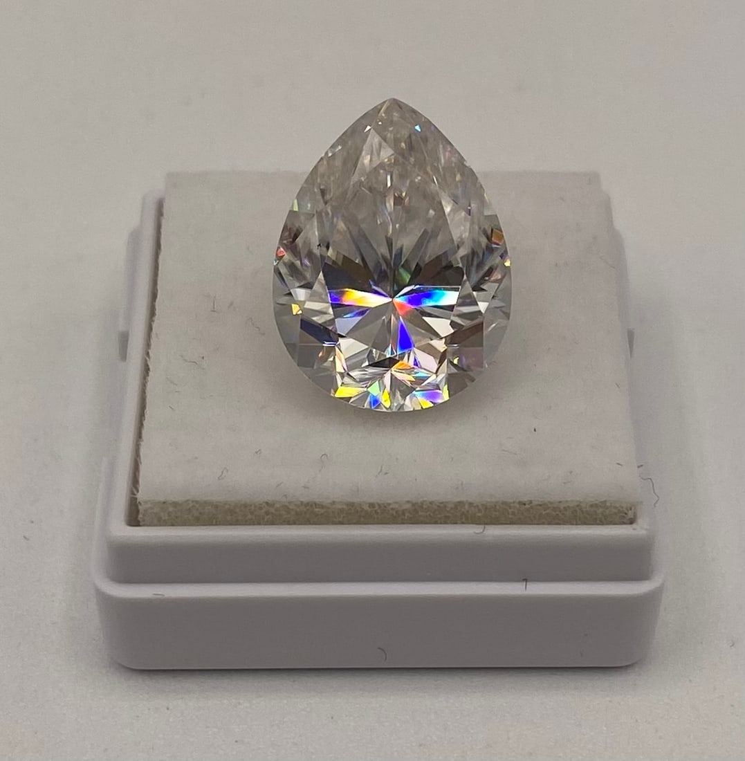 10 Carat Pear Cut Clear Moissanite Loose Stone - Passes Diamond Tester w/ Cert (1 of 1)
