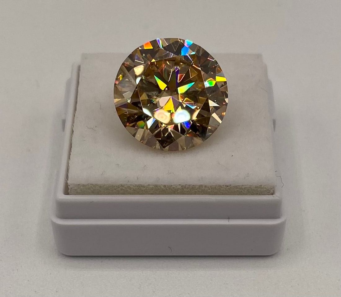 10 Carat Round Brilliant Cut Canary Yellow Moissanite Loose Stone w/ Cert (1 of 1)