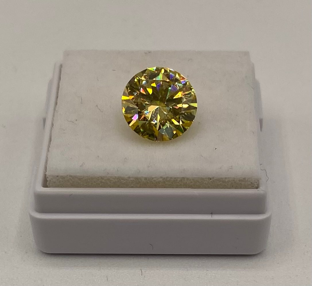 3 Carat Round Brilliant Cut Canary Yellow Moissanite Loose Stone w/ Cert (1 of 1)