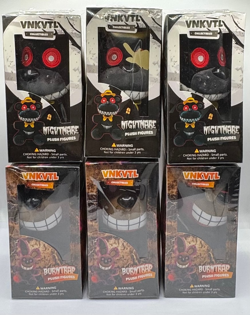 6pc VNKVTAL Five Nights at Freddy's Nightmare & Burntrap Plush Figures New In Box (1 of 1)