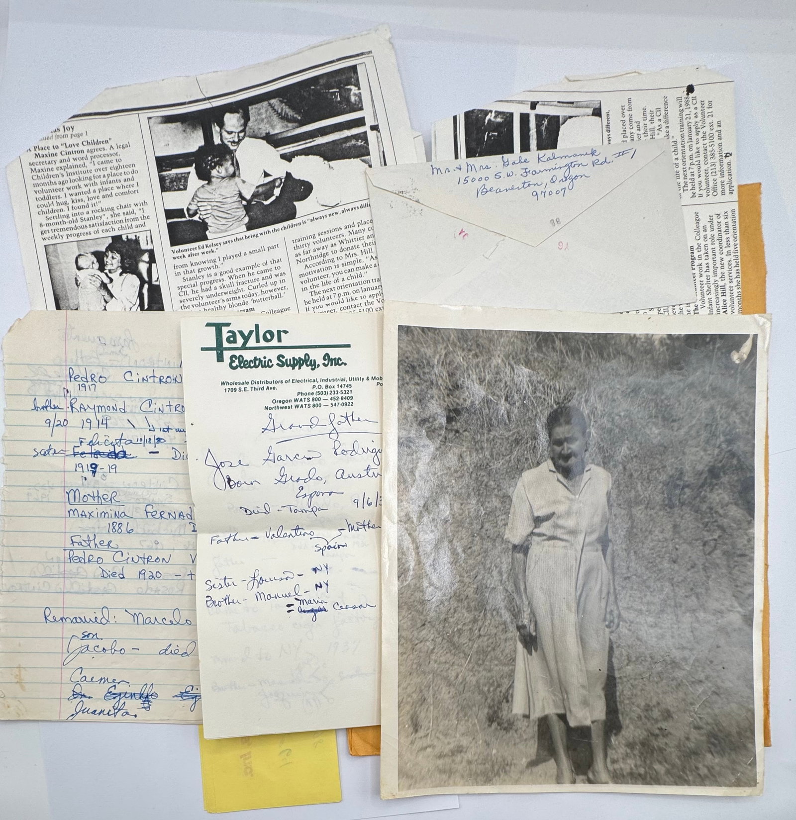 Vintage Family Genealogy Ephemera Lot: Cintron, Rodriguez, Kalmanek Archive c.1900-1980s: An intriguing and deeply personal vintage ephemera and genealogy archive tracing multiple family lineages, including the Cintron, Rodriguez, and Kalmanek families. This lot features handwritten