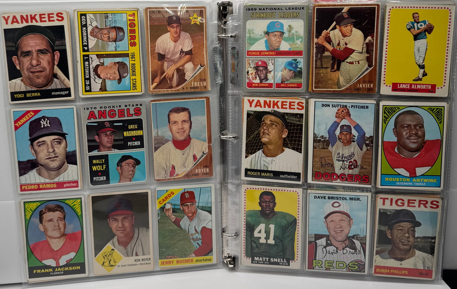 Vintage 1960s Topps Baseball & Football Card Binder Collection - Hall of Famers & Stars (Yogi Berra, (1 of 5)