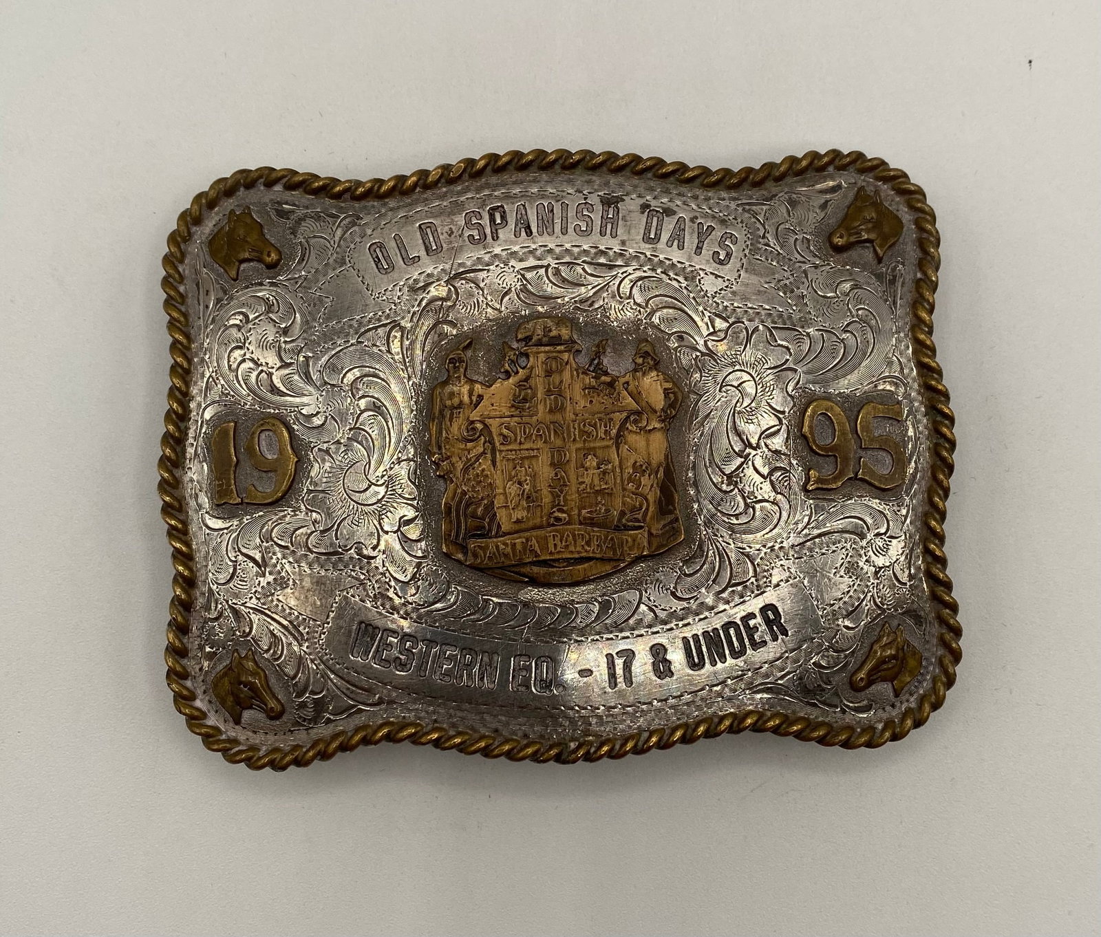 1995 Silverado Silver Overlay Old Spanish Days Western Belt Buckle (1 of 2)