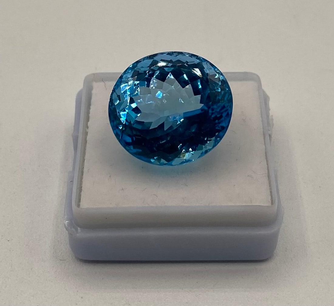 26.72 Cts Natural Blue Topaz Oval Mixed Cut Loose Gemstone – Certified (1 of 1)