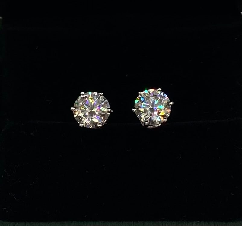 4 Carats Moissanite VVSEarrings 18K Gold Plated Sterling Silver W/ Cert: 18k Gold Plated Over Sterling Silver Color D VVS Moissanite Stud Earrings 18K Gold Plated Sterling Silver W/ Certificate