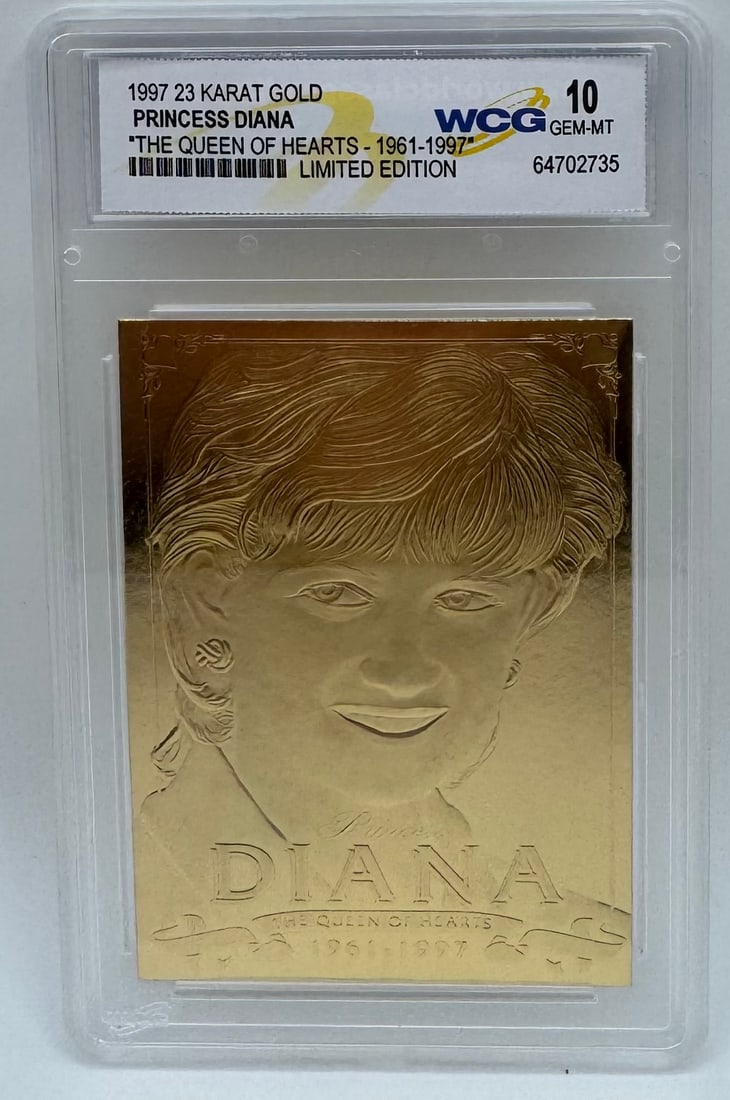 1997 23 Karat Gold Princess Diana Limited Edition WCG 10 Gem-MT Card (1 of 2)