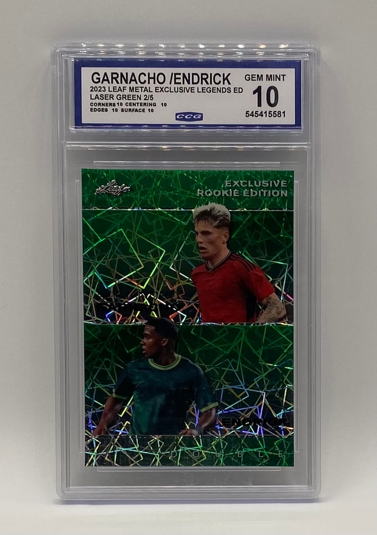 Alejandro Garnacho and Endrick Rookie Laser Green /5: 2023 Alejandro Garnacho and Endrick Laser Green /5 mint 10